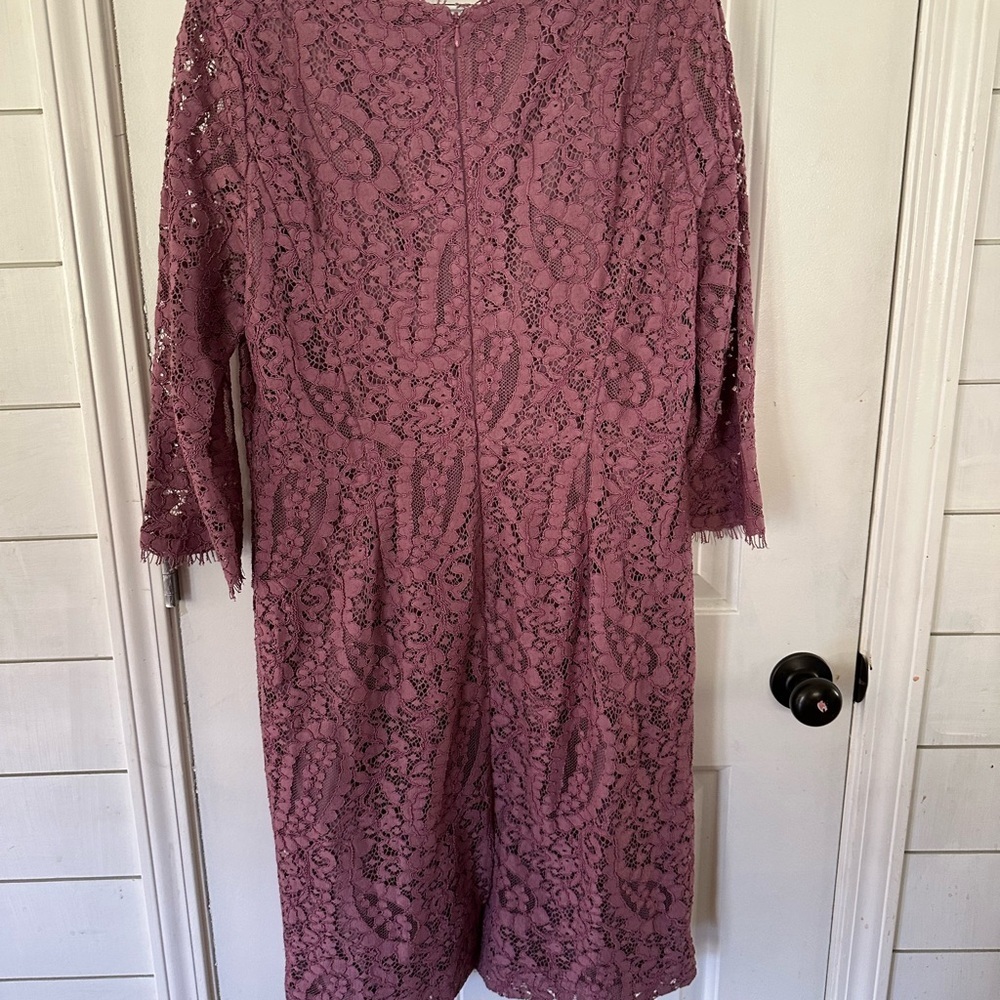 Talbots Mauve Lace Sheath cocktail/wedding Midi Dress - Picture 6 of 6